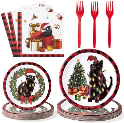 96Pcs Black Cat Party Supplies - 24 Guest Set