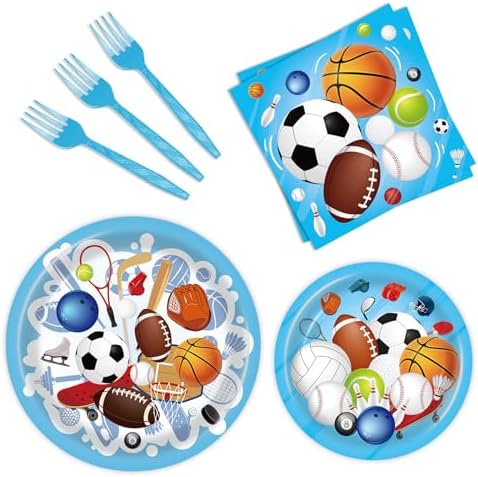 96 Pcs Sports Themed Birthday Party Supplies Plates Napkins