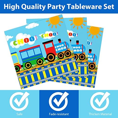 Train Birthday Party Plates and Napkins Set