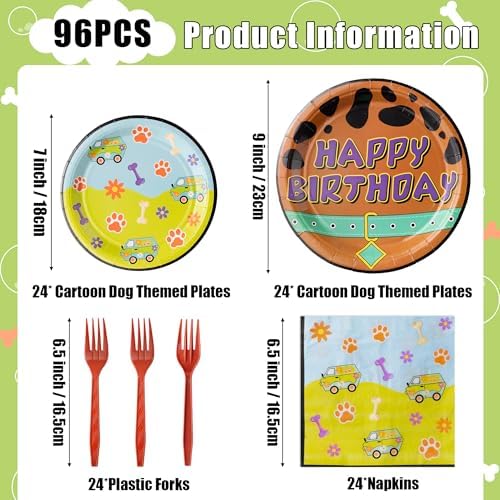 Dog Paw Party Plates - 96PCS Birthday Supplies Set