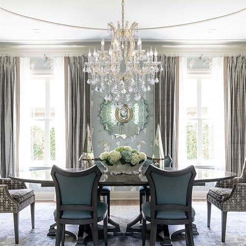 Modern Gold Chandelier Light Fixture with 15 Lights and 2 Layers