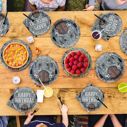 Grencian Medieval Castle Party Plates Napkins Set for 24 Guests