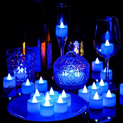 Coume 72 Pack Blue Flameless LED Tea Lights Candles