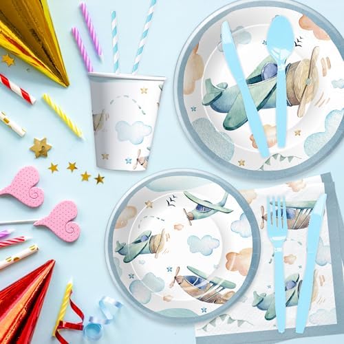 Hipvvild Airplane Birthday Party Supplies Set for 24 Guests
