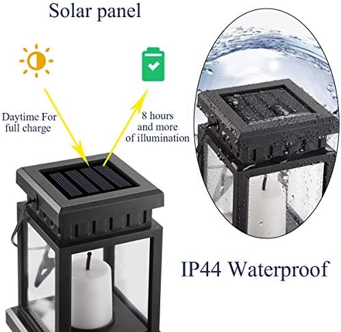 GIGALUMI 8 Pack Solar Hanging Lanterns with Stakes - Warm White