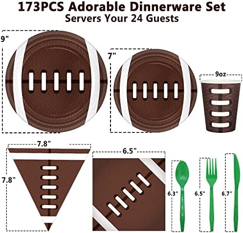 Football Party Decorations Tableware Set for 24 Guests