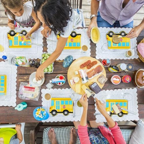 Havawish 50 Pcs Yellow School Bus Party Plates