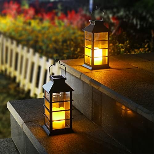 2 Pack Waterproof LED Hanging Lanterns for Yard Decor