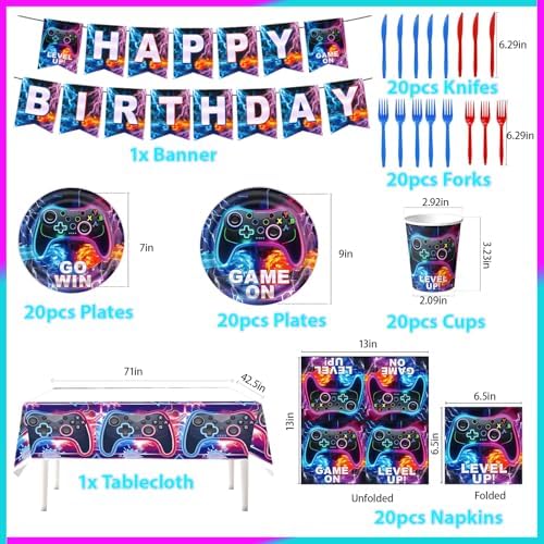 Gamer Birthday Decorations Set for 20 Guests