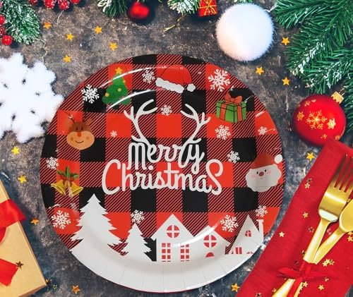 40 Pcs 9 Inch Christmas Paper Plates for Party
