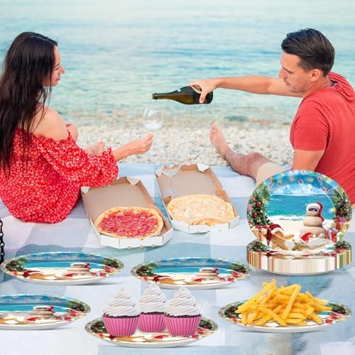 50 Pcs Tropical Christmas Oval Plates for Party