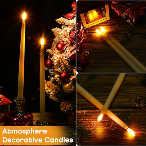 50 Pcs Ivory Flameless Taper Candles with LED Light
