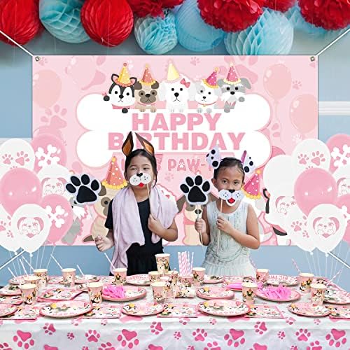 KEFAN Dog Birthday Party Supplies Kit Pink