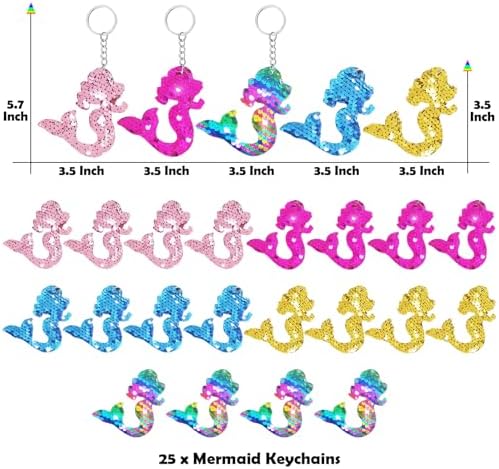CiciBear 25 Pack Mermaid Sequin Keychains