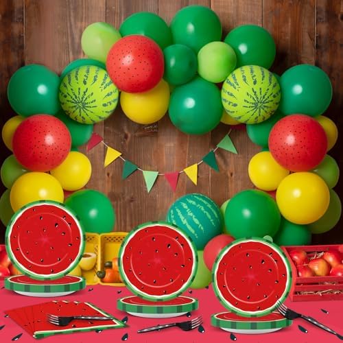 Watermelon Party Plates Set for 20 Guests