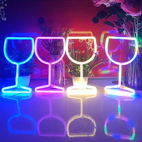 JYWJ Blue Neon Wine Glass Light Sign USB Powered
