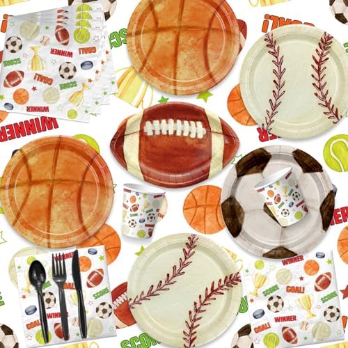 Hegbolke Sports Party Tableware Set for 20 Guests