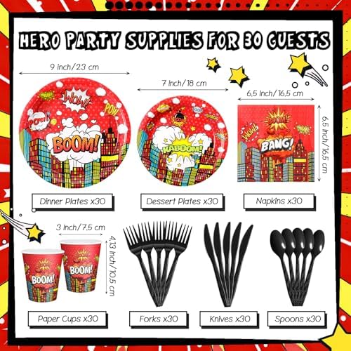 Zhehao Hero Party Tableware Set 210 Pcs