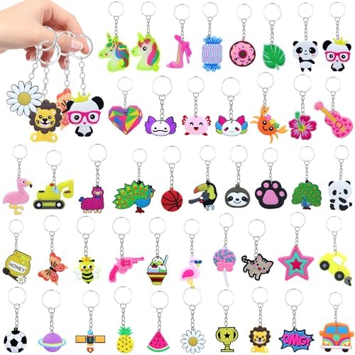 45PCS Cartoon Keychains Bulk for Kids Party Favors