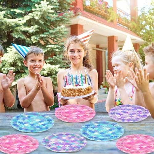 48PCS Mermaid Party Plates Under The Sea Theme Set