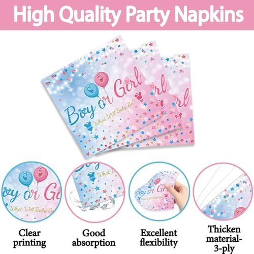 96 Pc Gender Reveal Tableware Set for Baby Shower