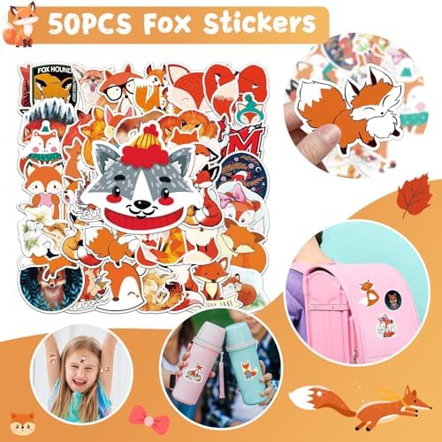 110Pcs Fox Party Favor Set with Keychains and Tattoos