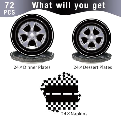 Race Car Themed 72pcs Paper Plates Napkins Set