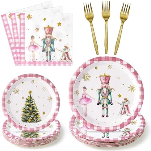 96Pcs Christmas Nutcracker Party Plate Set - 24 Guest Serving