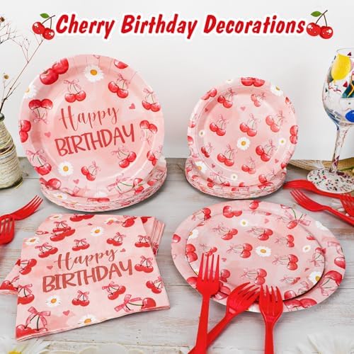 PHOGARY Cherry Themed Party Decorations for 24 Guests