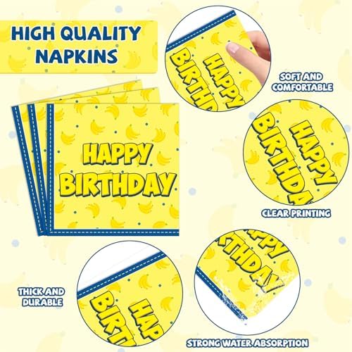 96Pcs Yellow Cartoon Plates and Napkins for Kids Birthday Party