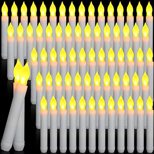 Macarrie 108 Piece Flameless LED Taper Candles Battery Operated with Flickering Light