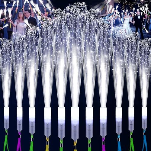 76 PCS White Fiber Optic Sticks LED Wands with 3 Light Modes