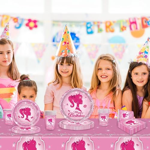 170 Pcs Princess Party Plates Set for 24 Guests