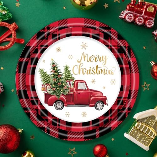 60 Pcs Christmas Party Supplies Plates and Napkins Set