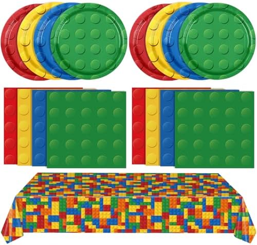 81 PCS Building Block Party Tableware Set for Kids Birthday