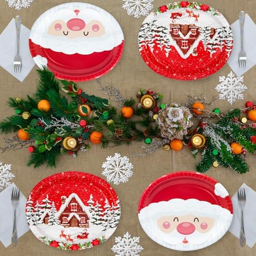 YY Christmas Party Oval Paper Plates Set of 50 12in