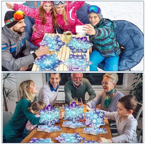48 Pcs Blue Snowflake Party Plates for Winter Christmas Celebrations