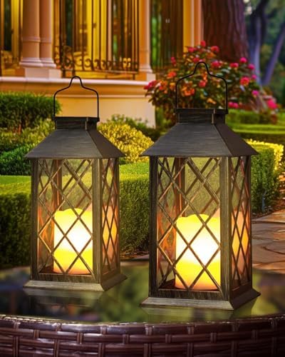 Otdair 2 Pack Solar Lanterns Outdoor Waterproof