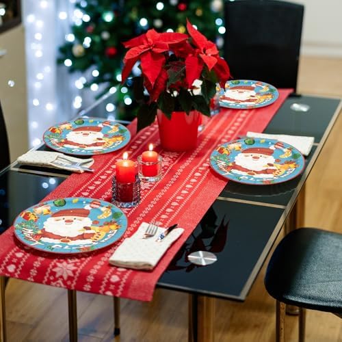 50PCS Blue Christmas Paper Plates 7 Inch