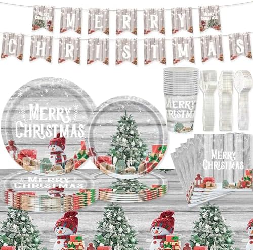 Christmas Plates Disposable Party Set 170 Pcs