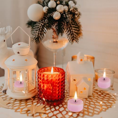 Eywamage Pink Flameless Wax Tealights with Remote Timer