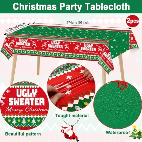 98 Pcs Christmas Ugly Sweater Party Tableware Set for 24 Guests
