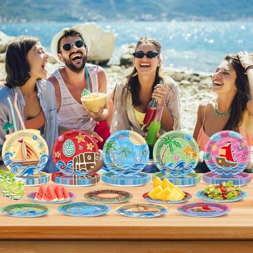 48Pcs 7 Inch Ocean Party Plates for Kids Birthday Themes