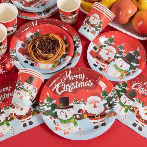 OTTPOOM 100 Piece Christmas Party Tableware Set