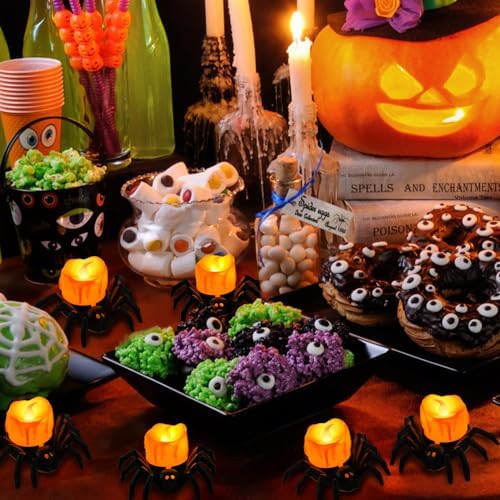 6PCS Halloween Spider LED Tea Light Decorations