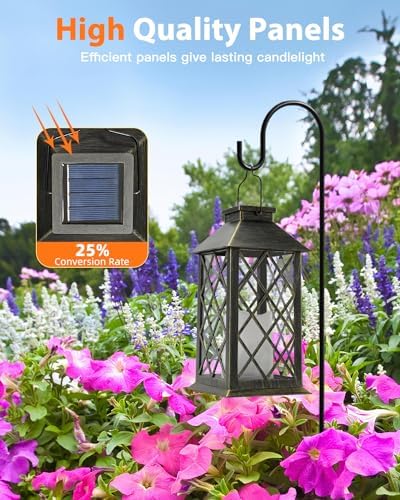 Otdair 2 Pack Solar Lanterns Outdoor Waterproof