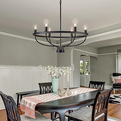 6 Light Black Chandelier with Rustic Design