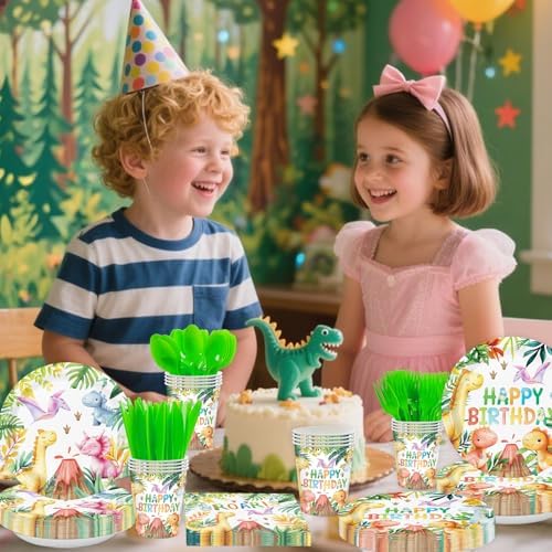 Dinosaur Birthday Party Tableware Set for 24 Guests
