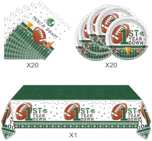 Football 1st Birthday Party Tableware Set 20 Plates 20 Napkins Tablecloth