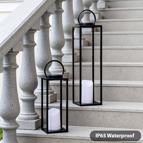 Large Solar Outdoor Lanterns Set of 2